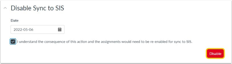 Disable Sync to SIS