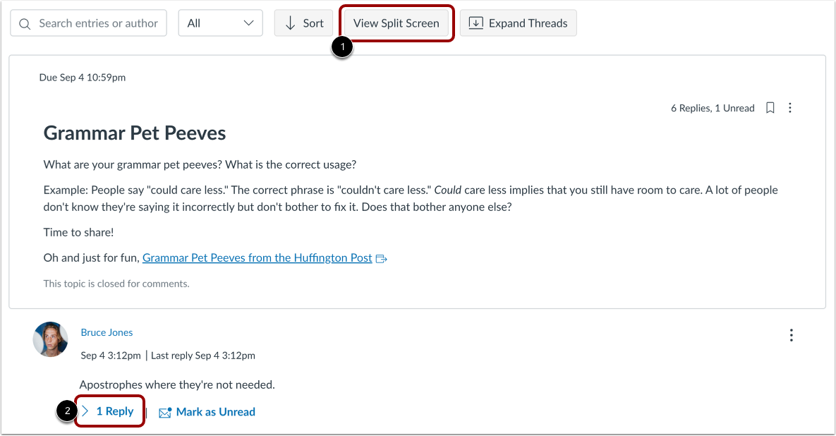 View Split Screen Discussion Thread Replies