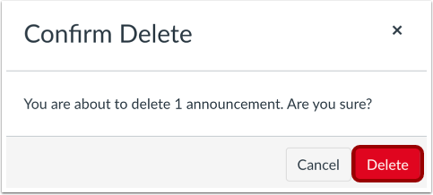 Confirm Deletion in Announcements Redesign