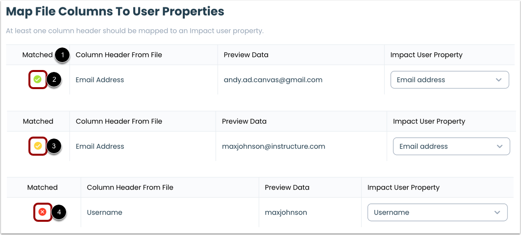 View Mapped Column Status