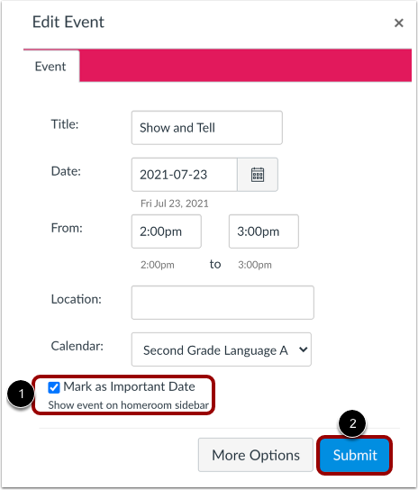 Manage Calendar Event
