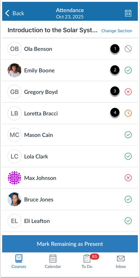 View Attendance Options