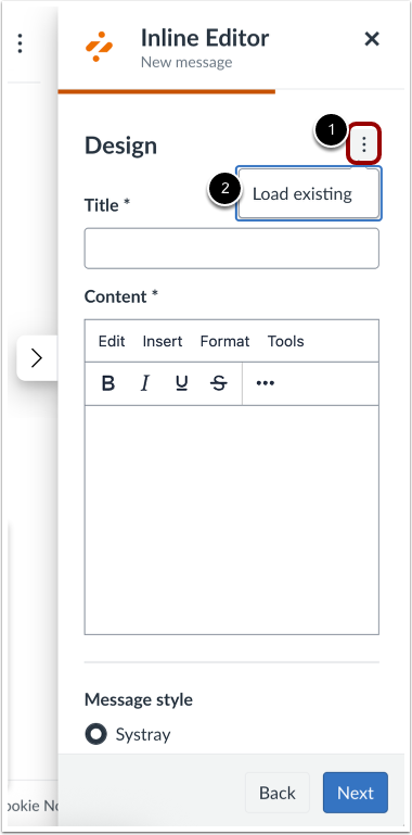 Load Existing Message or Support Article