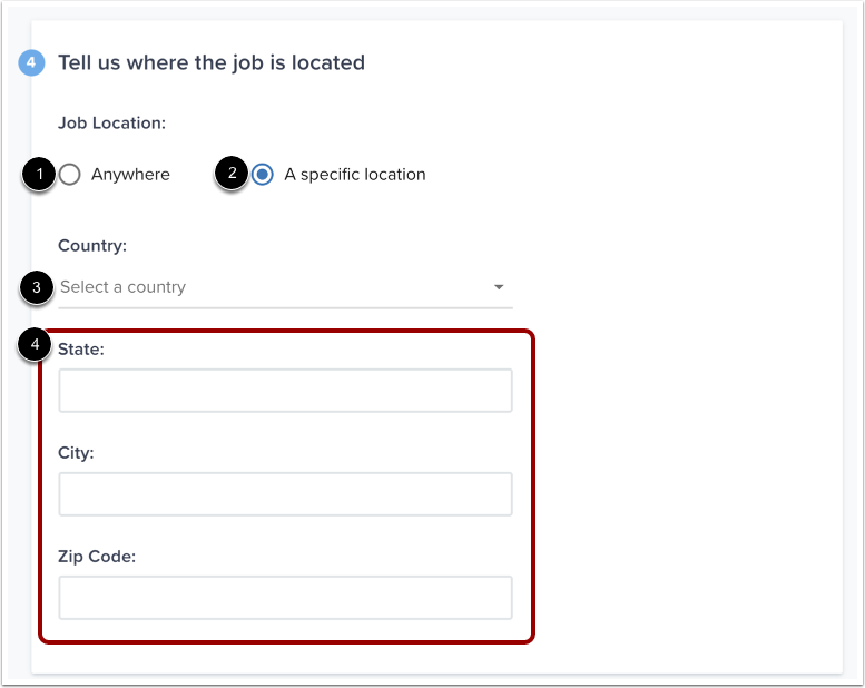 Enter Job Location