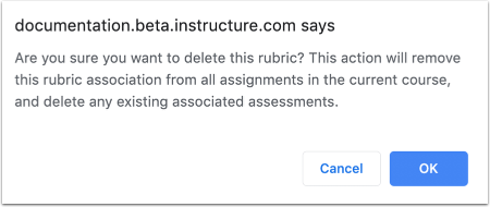 Confirm Delete Rubric