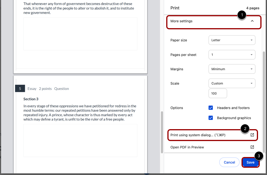 Select Print Options