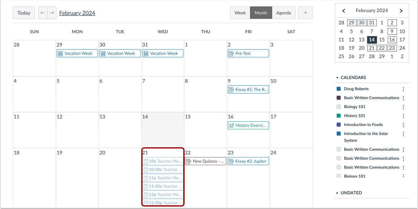 View Calendar