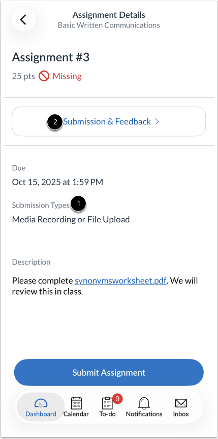 How do I submit a media file as an assignment submission in the Canvas ...