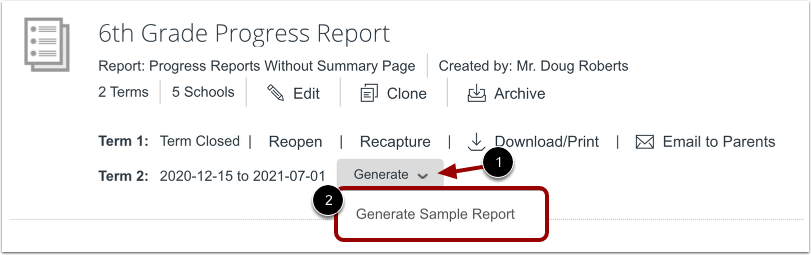 Generate Sample Report