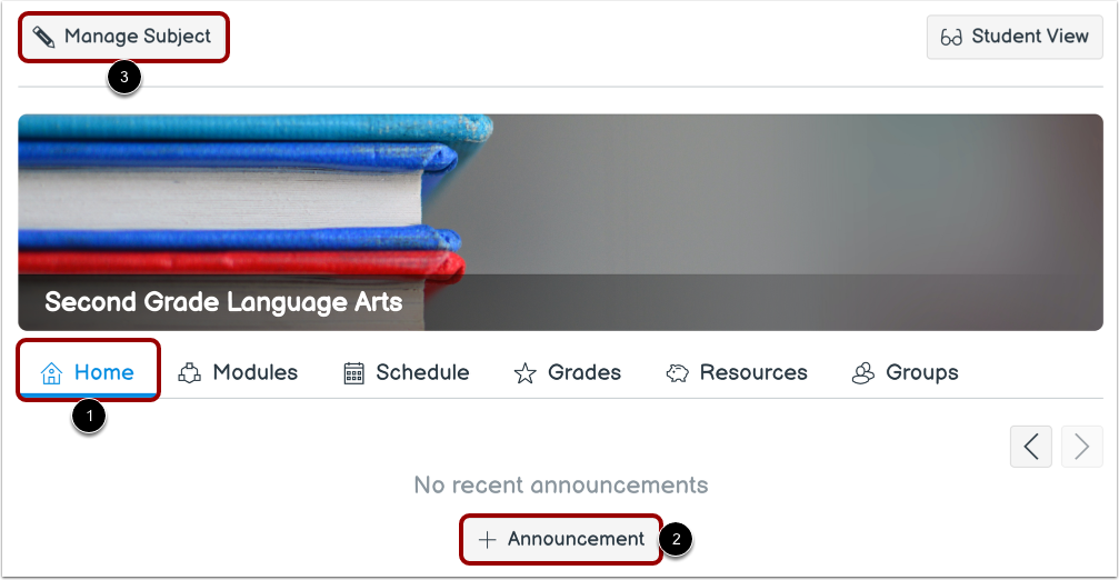 Add Subject Announcement