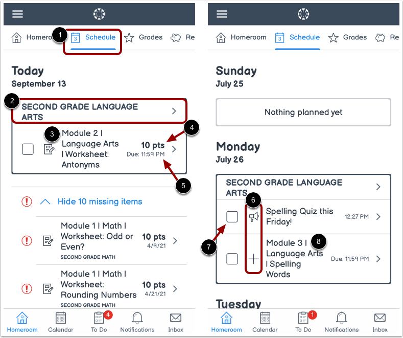View Homeroom Schedule