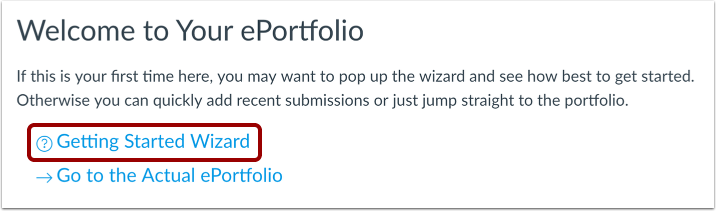 Open Getting Started Wizard