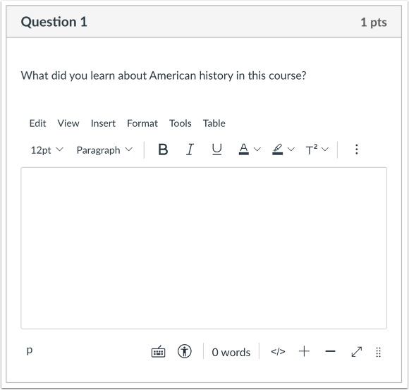 Student View for Essay Question