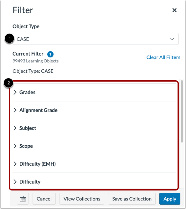 View Filter Categories