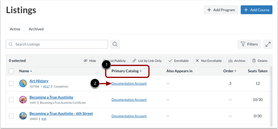 View Primary Catalog