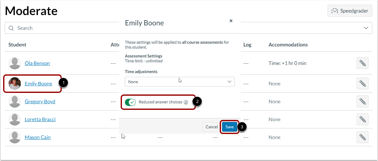 Reduced Answer Choices