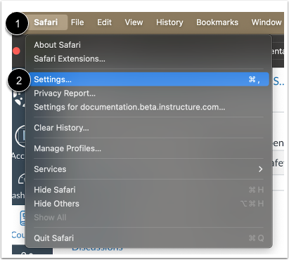 Open Safari Preferences