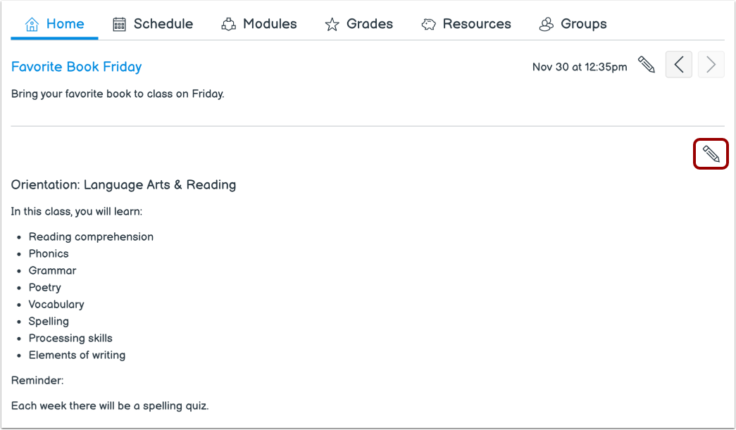 Edit Current Home Page