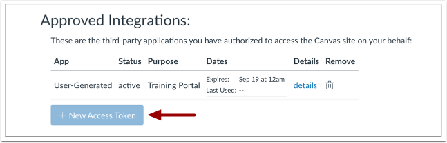 Disabled Add New Access Token Button