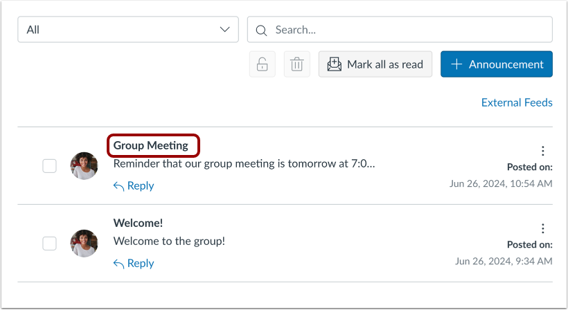 Delete Open Announcement