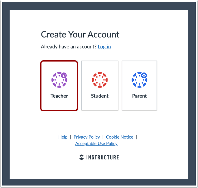 Select Teacher Account Type