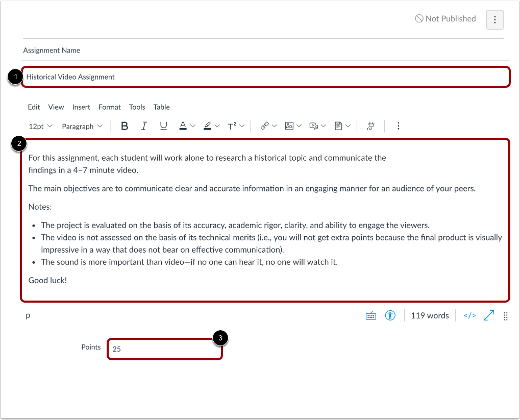 Edit Assingment Details