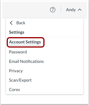 Open Account Settings
