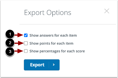 Select Export Options
