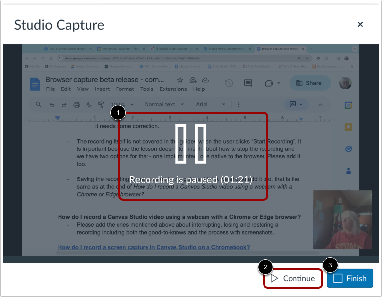 Resume or end paused recording