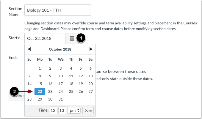Set Course Start Date