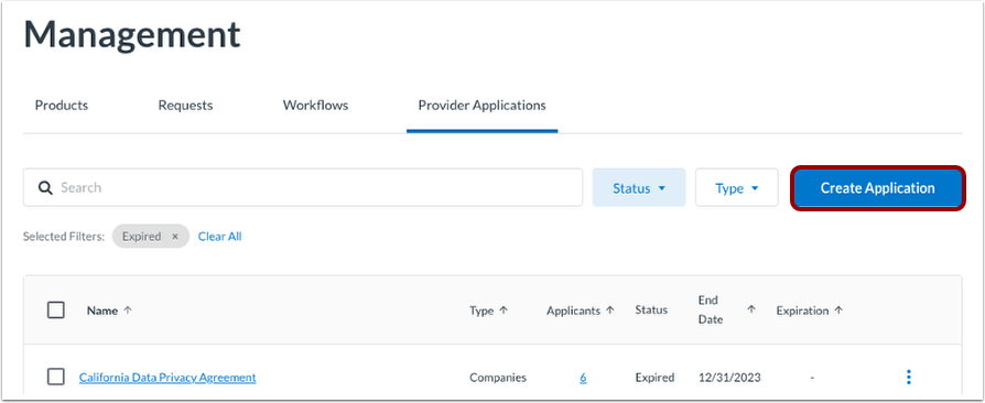 Create Provider Application