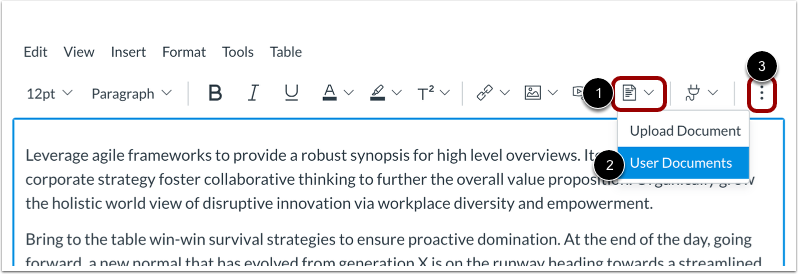 Insert Documents from Toolbar