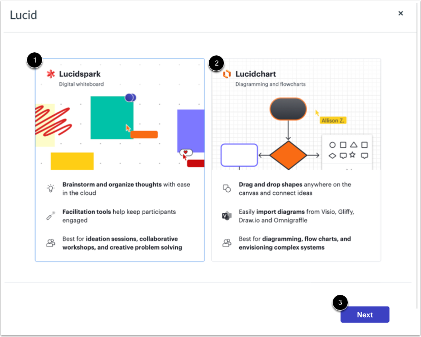 Select Lucidspark or Lucidchart