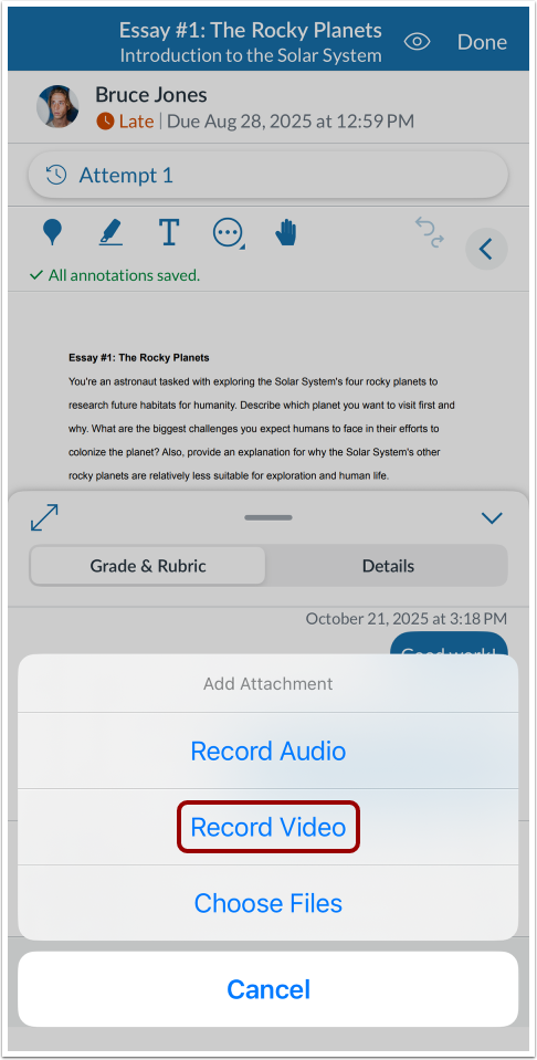 Record Audio Comment