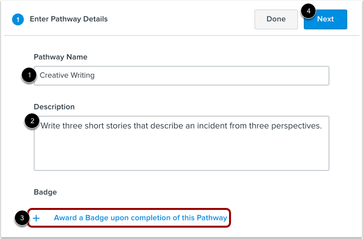 Enter Pathway Details