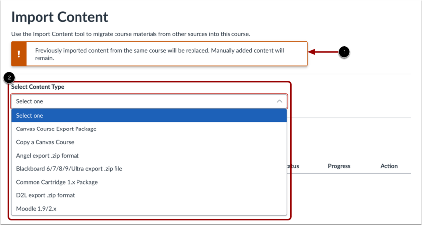 How do I select specific content as part of a course import in Canvas ...