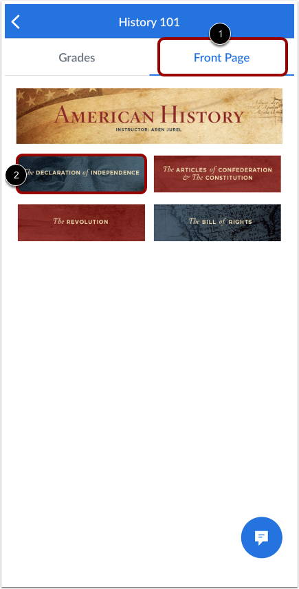 View Course Front Page