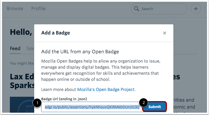 Final step: Add badges to Degreed