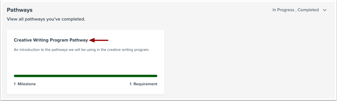 View Completed Pathways