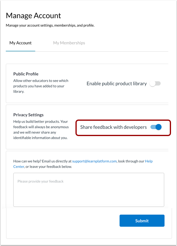 Edit Privacy Settings