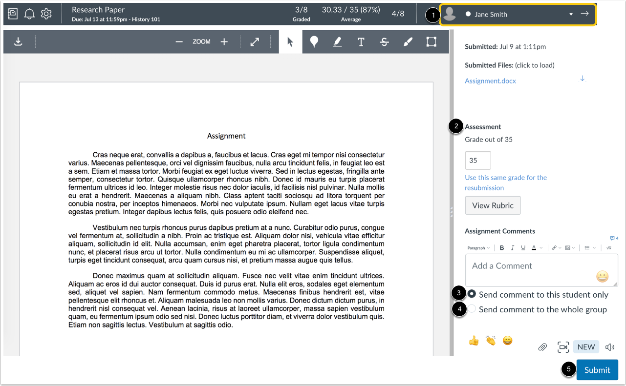 View Group Submission wtih Individual Grades