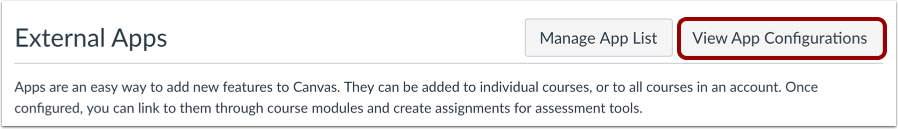 View App Configurations