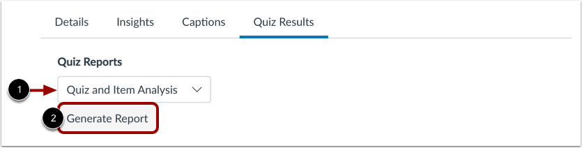 Generate Quiz and Item Analysis Report