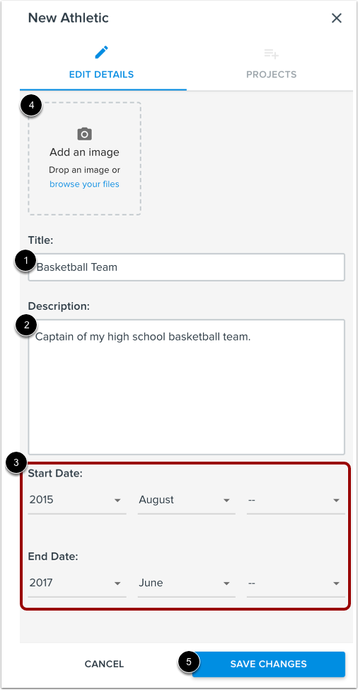 Add Athletic Details