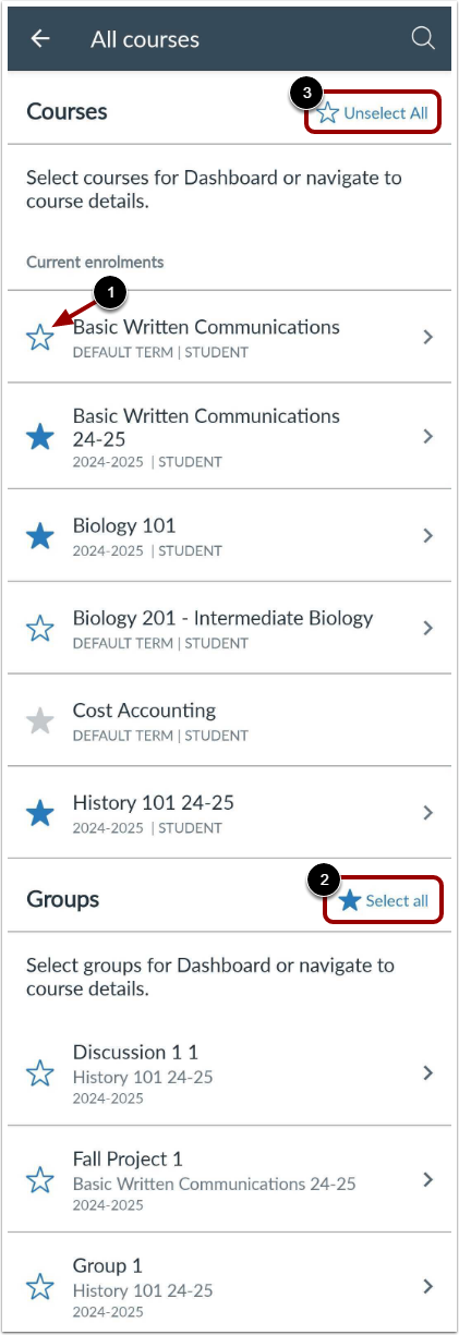 Edit Courses and Groups