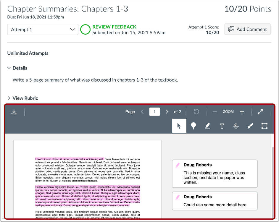 View Annotated Comments