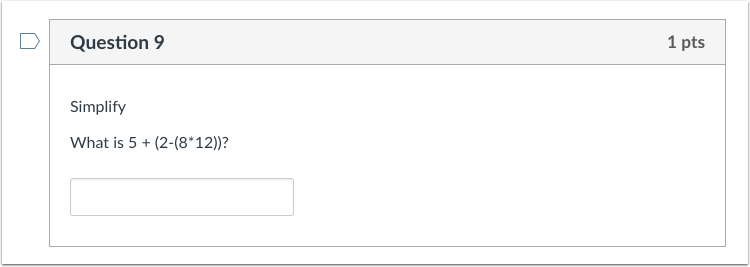 Student View for Formula Question