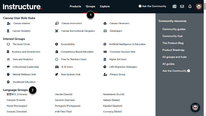 Access Language Guides from Community Navigation