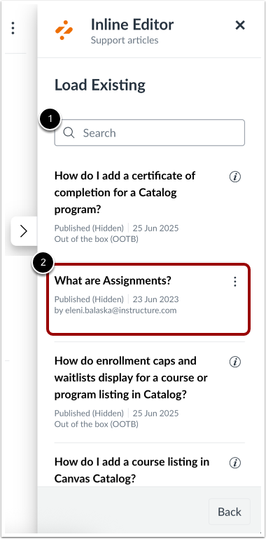 Open Existing Support Article
