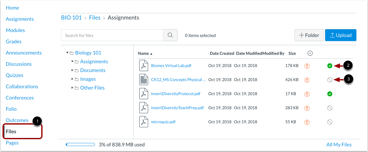 Review File Status and Publish Settings